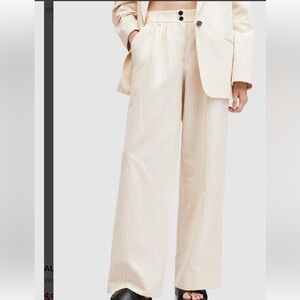 All Saints Payton Linen-Blend Wide-Leg Women's Trousers 0